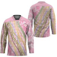 Pink Palaka Hawaii Leis Hockey Jersey Hawaiian-plaid Elegant Tropical Vibes - Polynesian Pride