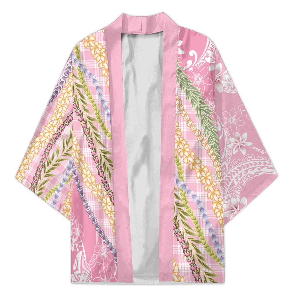 Pink Palaka Hawaii Leis Kimono Hawaiian-plaid Elegant Tropical Vibes - Polynesian Pride