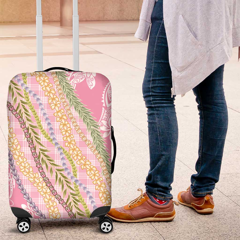 Pink Palaka Hawaii Leis Luggage Cover Hawaiian-plaid Elegant Tropical Vibes - Polynesian Pride