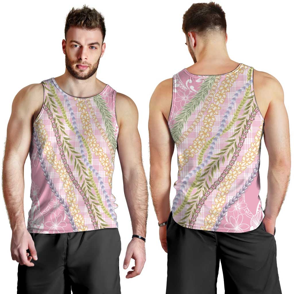 Pink Palaka Hawaii Leis Men Tank Top Hawaiian-plaid Elegant Tropical Vibes - Polynesian Pride