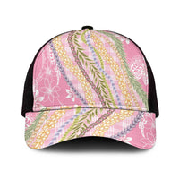 Pink Palaka Hawaii Leis Mesh Trucker Cap Hawaiian-plaid Elegant Tropical Vibes - Polynesian Pride