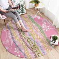 Pink Palaka Hawaii Leis Round Carpet Hawaiian-plaid Elegant Tropical Vibes - Polynesian Pride