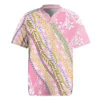 Pink Palaka Hawaii Leis Rugby Jersey Hawaiian-plaid Elegant Tropical Vibes - Polynesian Pride