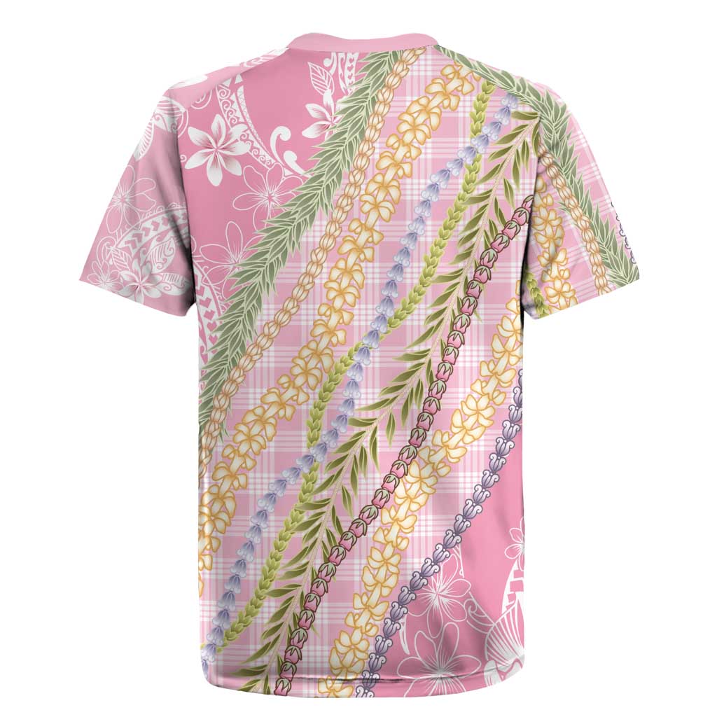 Pink Palaka Hawaii Leis Rugby Jersey Hawaiian-plaid Elegant Tropical Vibes - Polynesian Pride