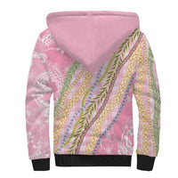 Pink Palaka Hawaii Leis Sherpa Hoodie Hawaiian-plaid Elegant Tropical Vibes - Polynesian Pride