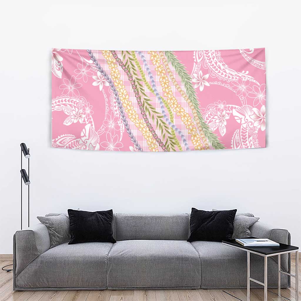 Pink Palaka Hawaii Leis Tapestry Hawaiian-plaid Elegant Tropical Vibes - Polynesian Pride