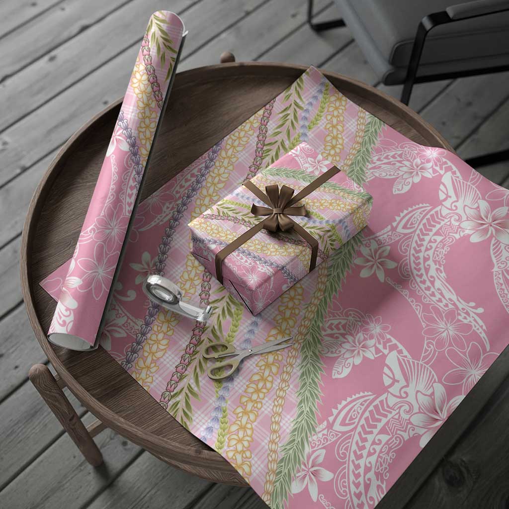 Pink Palaka Hawaii Leis Wrapping Paper Hawaiian-plaid Elegant Tropical Vibes - Polynesian Pride