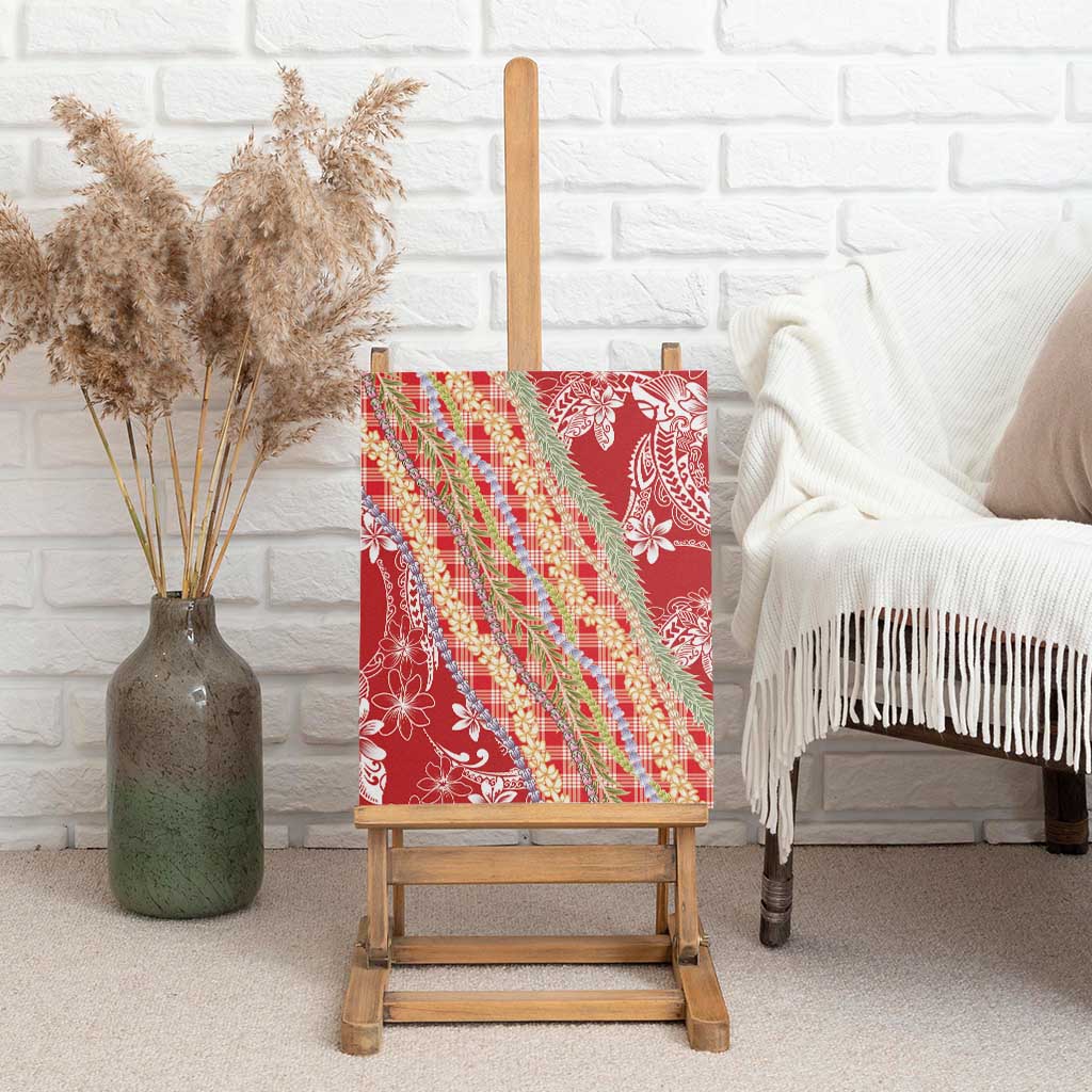 Red Palaka Hawaii Leis Canvas Wall Art Hawaiian-plaid Elegant Tropical Vibes - Polynesian Pride