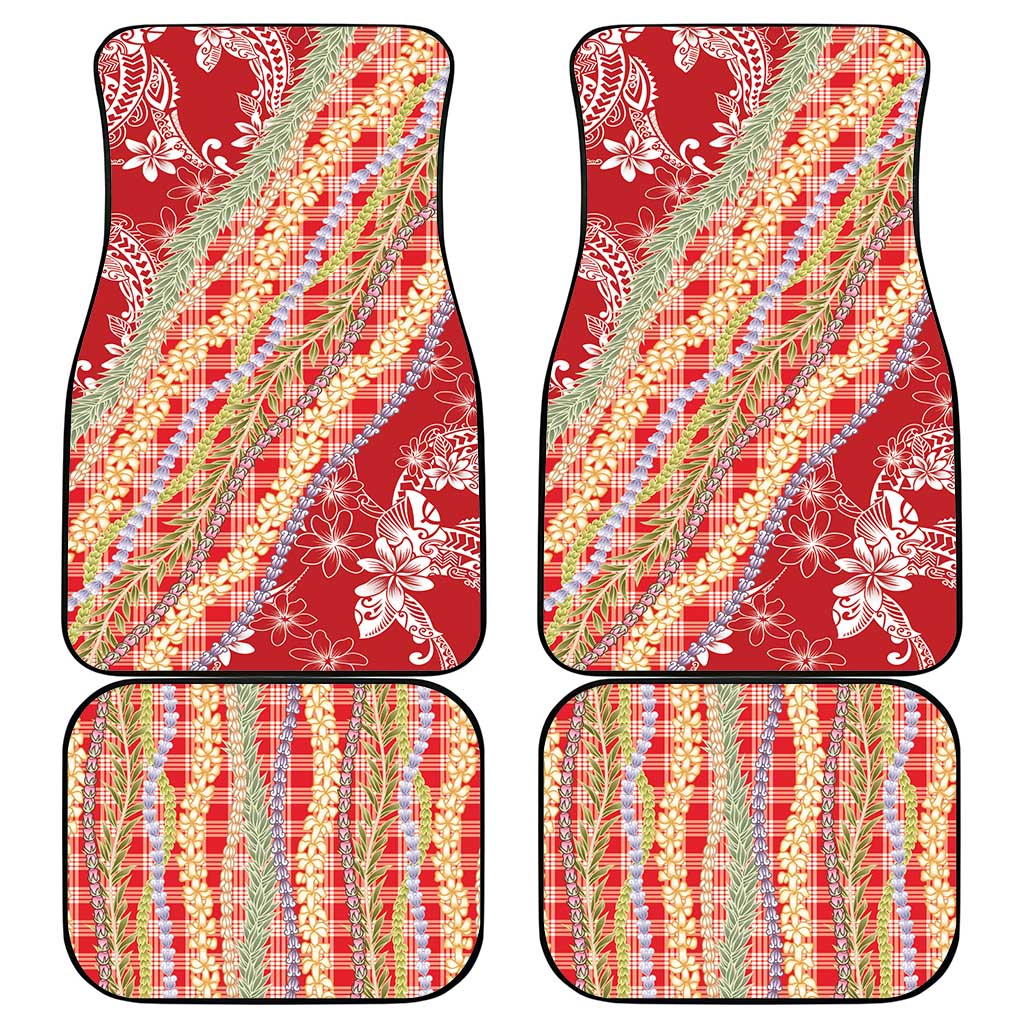 Red Palaka Hawaii Leis Car Mats Hawaiian-plaid Elegant Tropical Vibes - Polynesian Pride