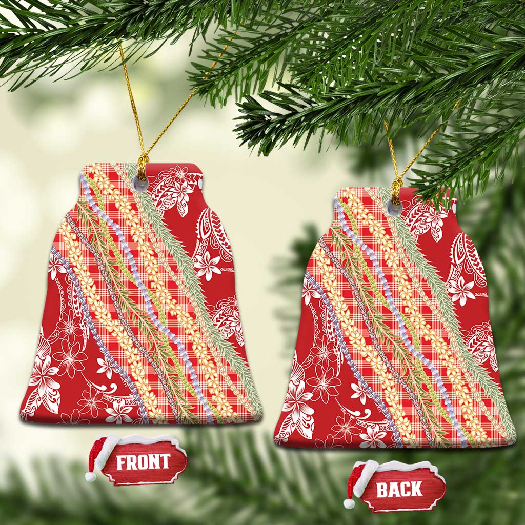 Red Palaka Hawaii Leis Ceramic Ornament Hawaiian-plaid Elegant Tropical Vibes - Polynesian Pride