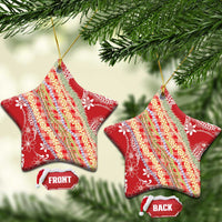 Red Palaka Hawaii Leis Ceramic Ornament Hawaiian-plaid Elegant Tropical Vibes - Polynesian Pride