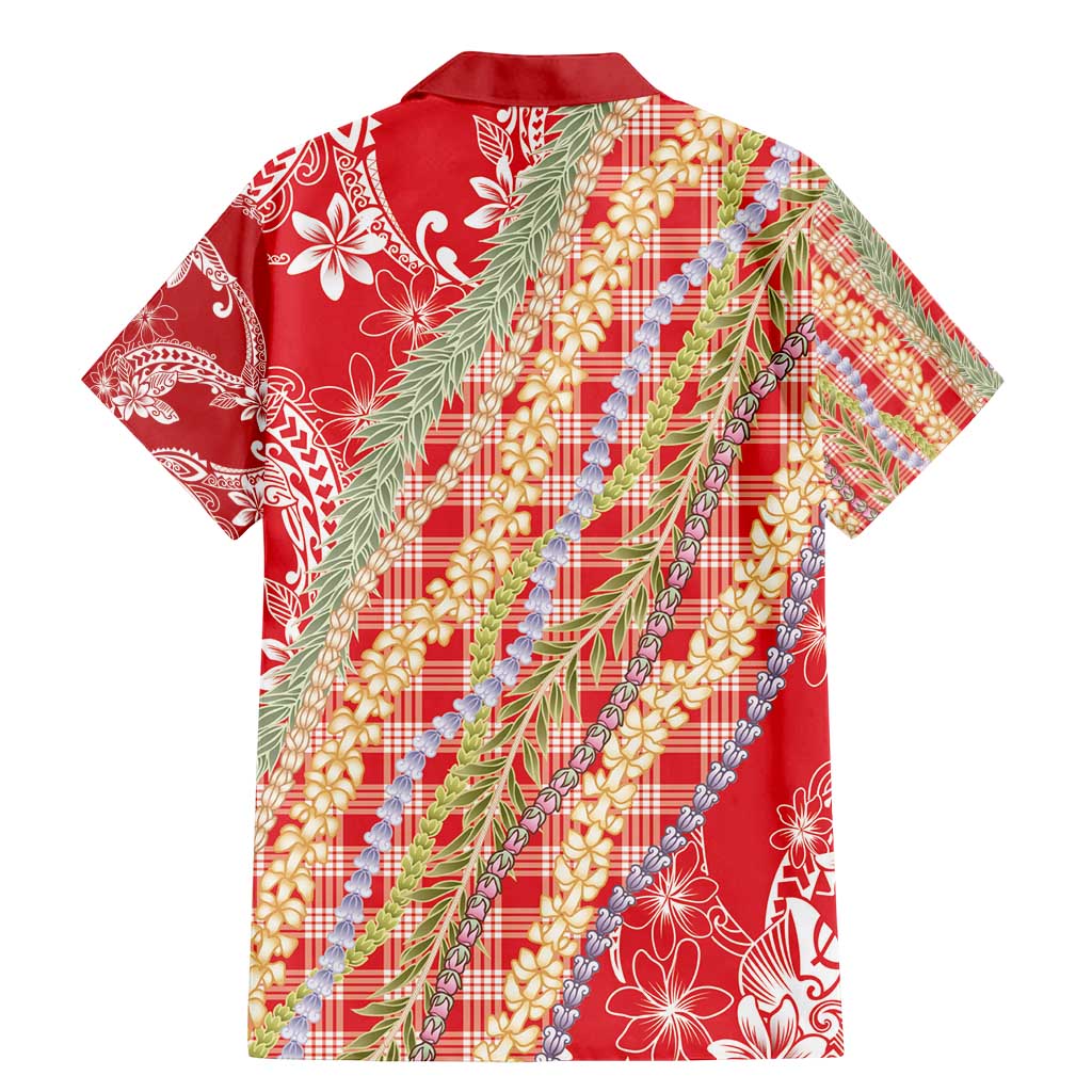 Red Palaka Hawaii Leis Family Matching Mermaid Dress and Hawaiian Shirt Hawaiian-plaid Elegant Tropical Vibes - Polynesian Pride