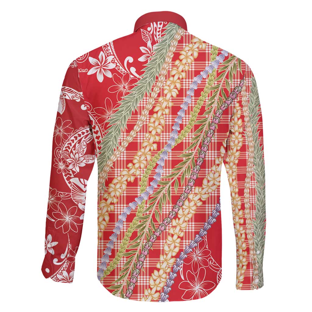 Red Palaka Hawaii Leis Family Matching Tank Maxi Dress and Hawaiian Shirt Hawaiian-plaid Elegant Tropical Vibes - Polynesian Pride