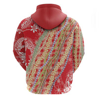 Red Palaka Hawaii Leis Hoodie Hawaiian-plaid Elegant Tropical Vibes - Polynesian Pride