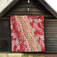 Red Palaka Hawaii Leis Quilt Hawaiian-plaid Elegant Tropical Vibes - Polynesian Pride