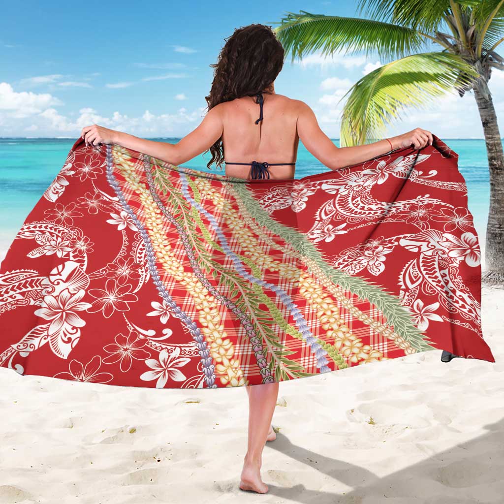 Red Palaka Hawaii Leis Sarong Hawaiian-plaid Elegant Tropical Vibes - Polynesian Pride