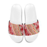 Red Palaka Hawaii Leis Slide Sandals Hawaiian-plaid Elegant Tropical Vibes - Polynesian Pride