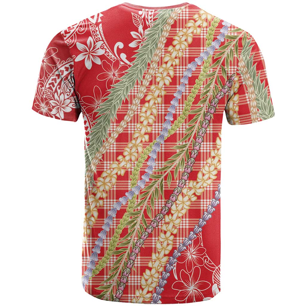 Red Palaka Hawaii Leis T Shirt Hawaiian-plaid Elegant Tropical Vibes - Polynesian Pride