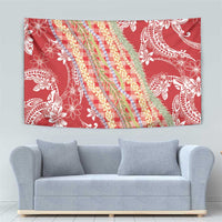 Red Palaka Hawaii Leis Tapestry Hawaiian-plaid Elegant Tropical Vibes - Polynesian Pride