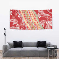 Red Palaka Hawaii Leis Tapestry Hawaiian-plaid Elegant Tropical Vibes - Polynesian Pride