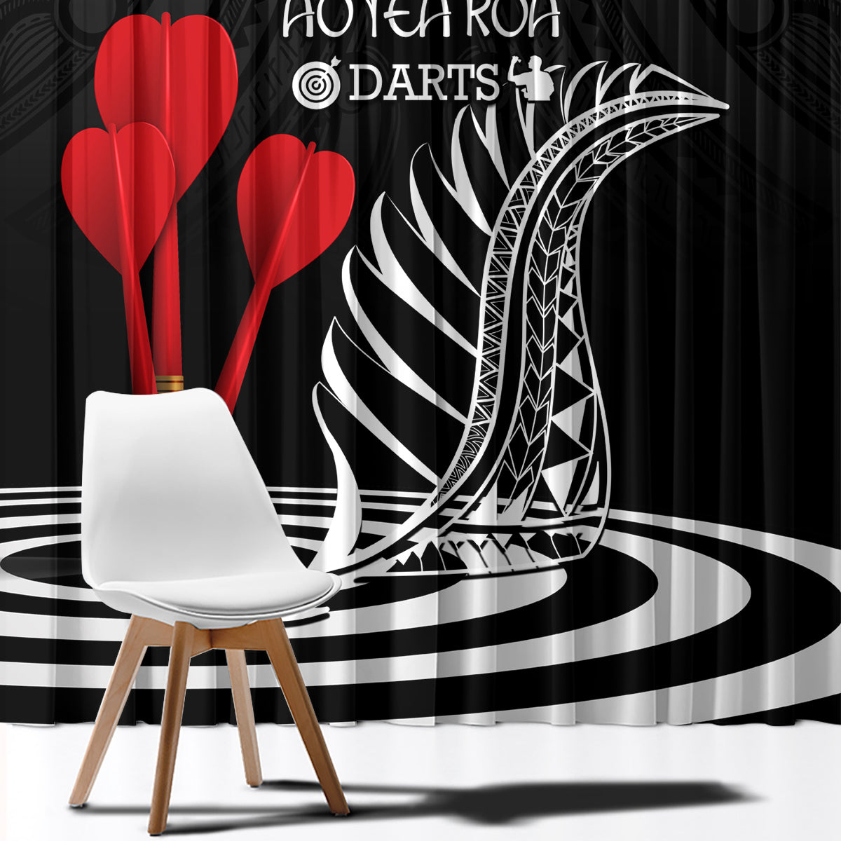 New Zealand Darts Window Curtain Aotearoa Maori Fern Bring It On LT14 - Polynesian Pride