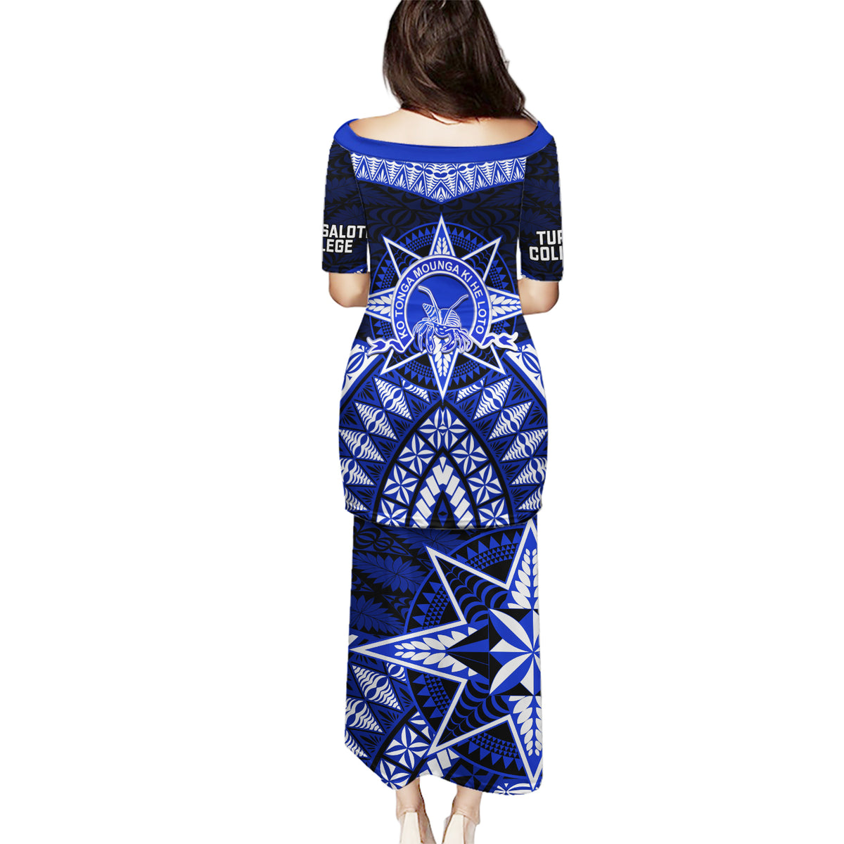 Tonga Tupou College And Queen Salote College Puletasi Tongan Ngatu Pattern LT14 - Polynesian Pride