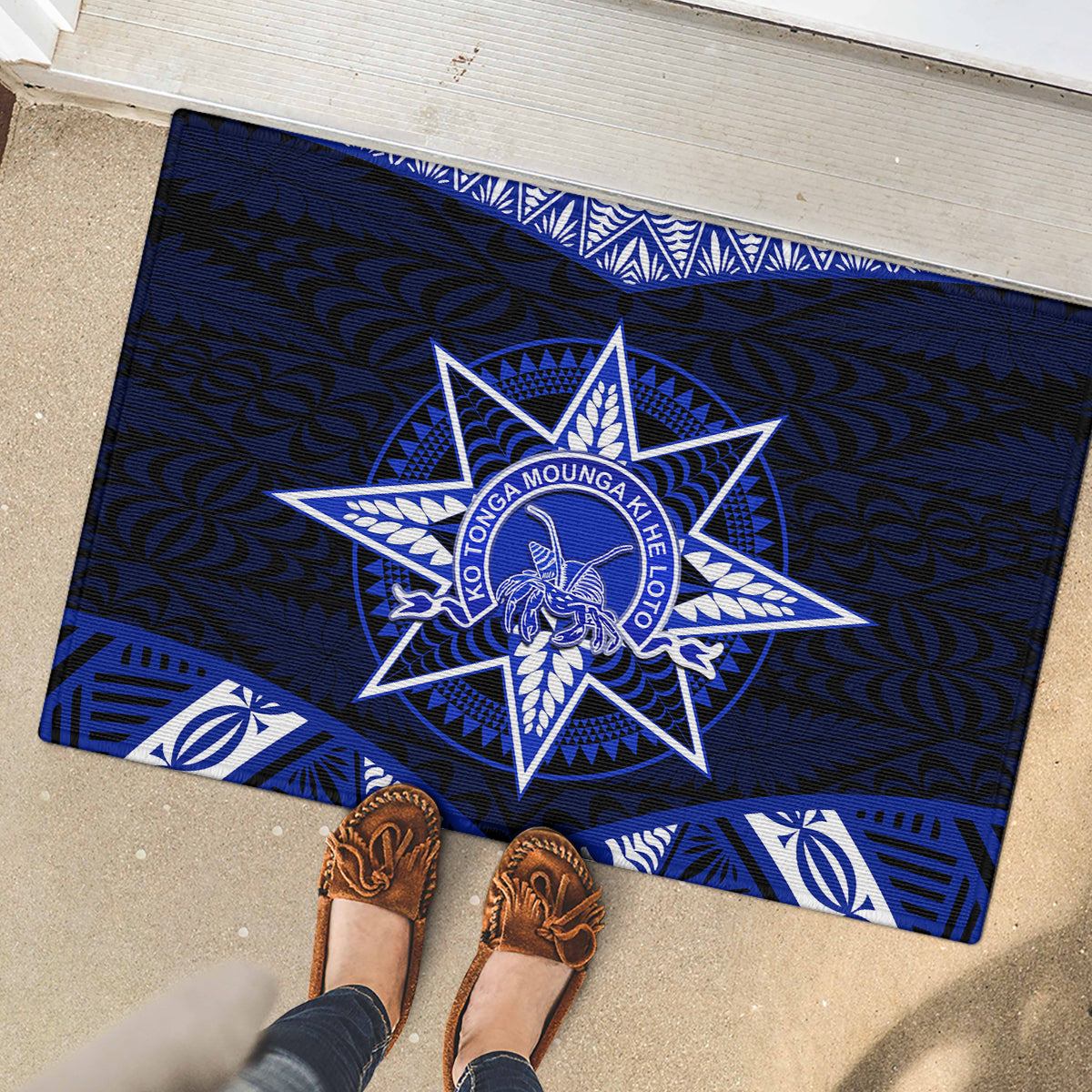 Tonga Tupou College And Queen Salote College Rubber Doormat Tongan Ngatu Pattern LT14 - Polynesian Pride