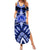 Tonga Tupou College And Queen Salote College Summer Maxi Dress Tongan Ngatu Pattern LT14 Women Blue - Polynesian Pride