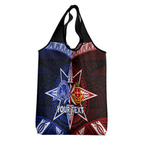 Personalised Tupou College And Kolisi Tonga Atele Grocery Bag Tongan Ngatu Pattern