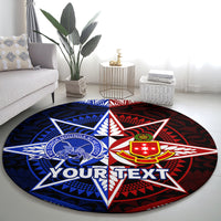 Personalised Tupou College And Kolisi Tonga Atele Round Carpet Tongan Ngatu Pattern LT14 - Polynesian Pride