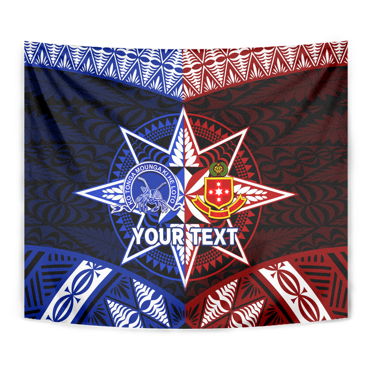 Personalised Tupou College And Kolisi Tonga Atele Tapestry Tongan Ngatu Pattern LT14 - Polynesian Pride
