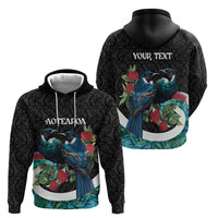 Personalised Valentine's Day New Zealand Zip Hoodie Tui Bird Couple Kowhaiwhai Mix Pohutukawa LT14 - Polynesian Pride