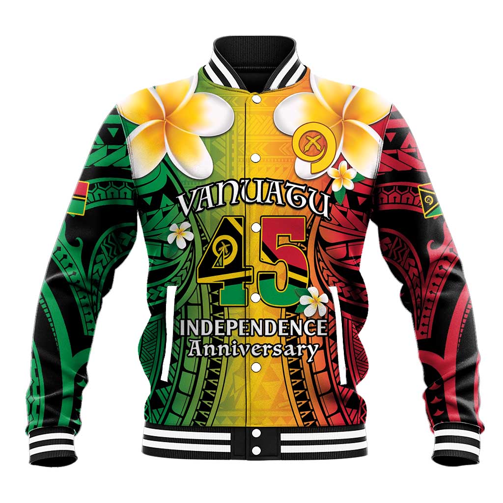 Vanuatu Independence Day Baseball Jacket Long God Yumi Stanap Happy 45th Anniversary LT14