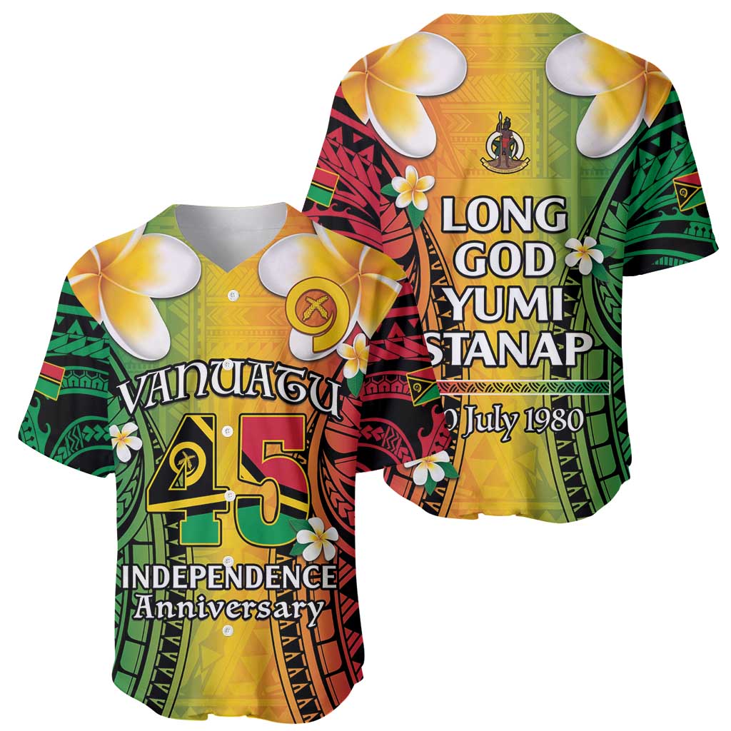 Vanuatu Independence Day Baseball Jersey Long God Yumi Stanap Happy 45th Anniversary LT14