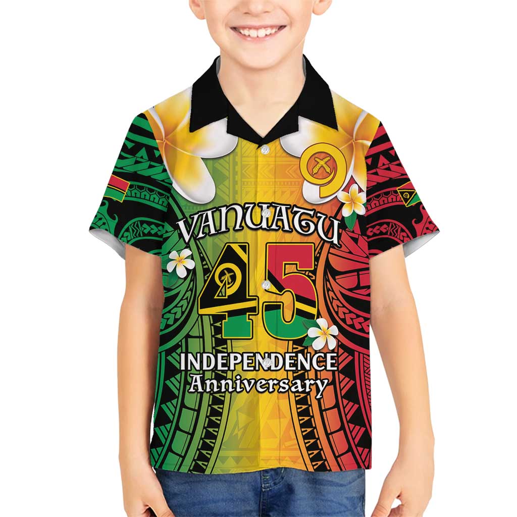 Vanuatu Independence Day Family Matching Long Sleeve Bodycon Dress and Hawaiian Shirt Long God Yumi Stanap Happy 45th Anniversary LT14 Son's Shirt Reggae - Polynesian Pride