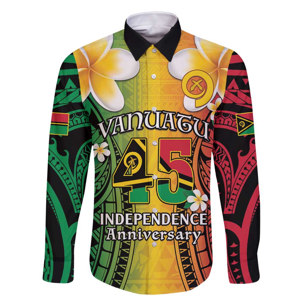 Vanuatu Independence Day Family Matching Mermaid Dress and Hawaiian Shirt Long God Yumi Stanap Happy 45th Anniversary LT14 Dad's Shirt - Long Sleeve Reggae - Polynesian Pride