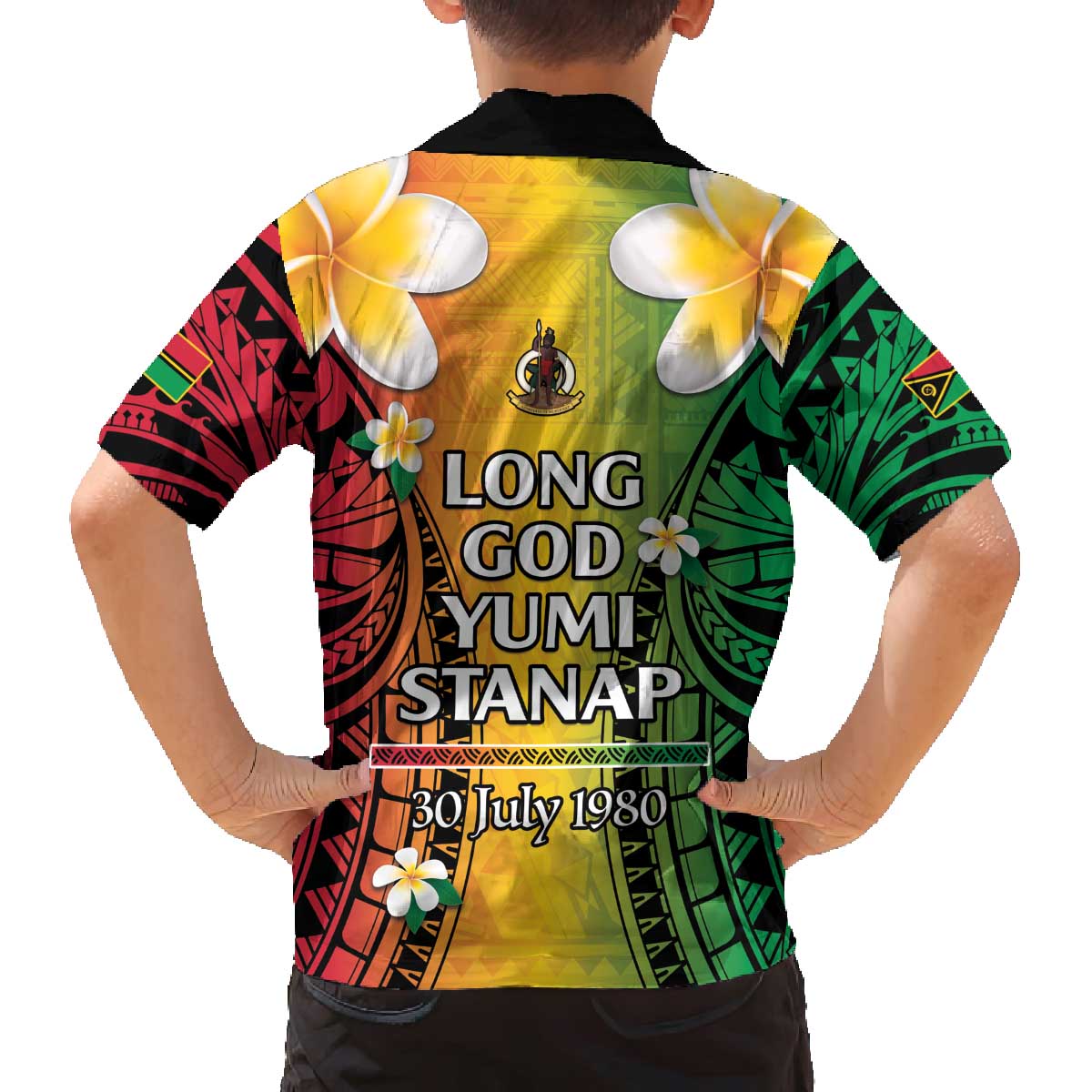 Vanuatu Independence Day Family Matching Off The Shoulder Long Sleeve Dress and Hawaiian Shirt Long God Yumi Stanap Happy 45th Anniversary LT14
