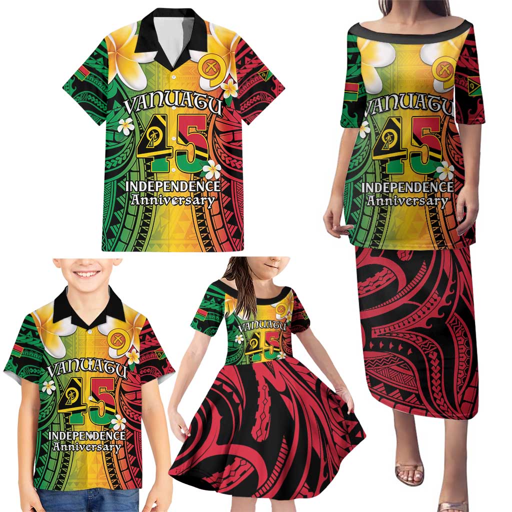 Vanuatu Independence Day Family Matching Puletasi and Hawaiian Shirt Long God Yumi Stanap Happy 45th Anniversary LT14 - Polynesian Pride