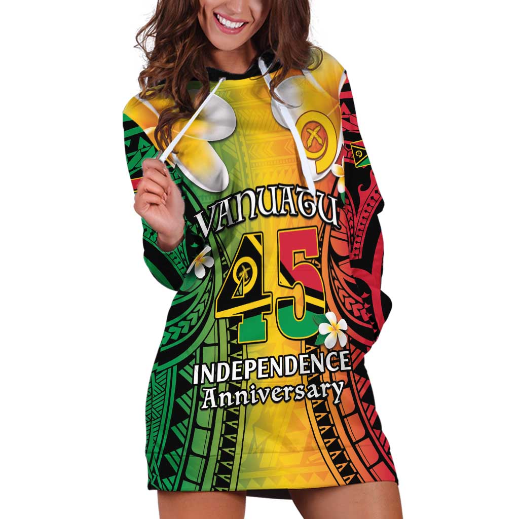 Vanuatu Independence Day Hoodie Dress Long God Yumi Stanap Happy 45th Anniversary LT14
