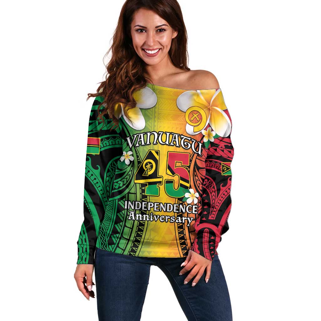 Vanuatu Independence Day Off Shoulder Sweater Long God Yumi Stanap Happy 45th Anniversary LT14