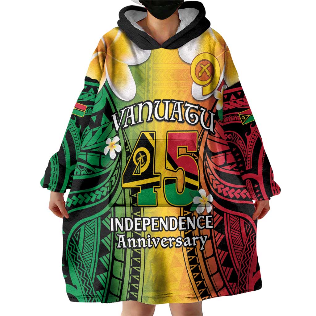 Vanuatu Independence Day Wearable Blanket Hoodie Long God Yumi Stanap Happy 45th Anniversary LT14