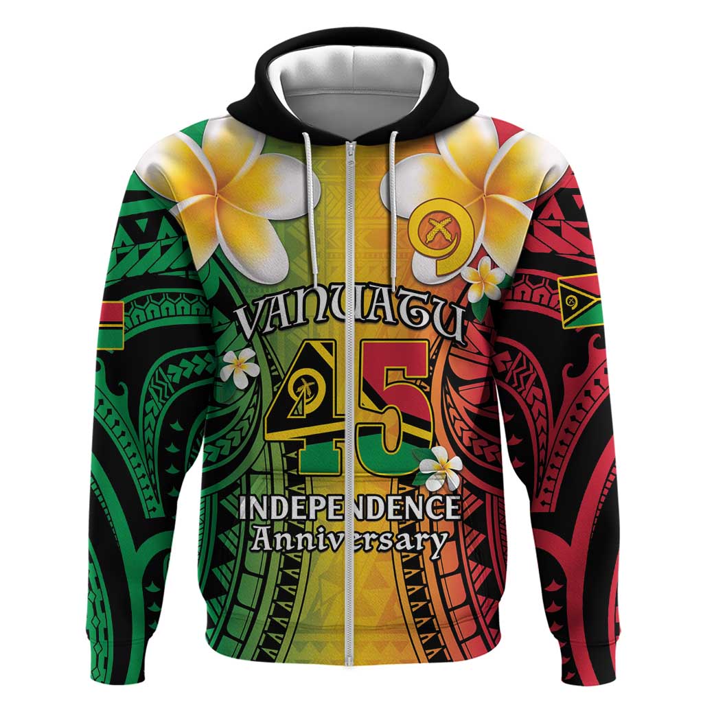 Vanuatu Independence Day Zip Hoodie Long God Yumi Stanap Happy 45th Anniversary LT14