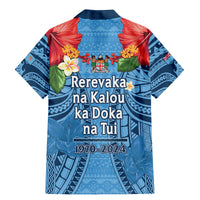 Fiji Day Family Matching Mermaid Dress and Hawaiian Shirt Happy 54 Years Of Independence Tapa Pattern Blue LT14 - Polynesian Pride