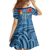 Fiji Day Family Matching Off Shoulder Short Dress and Hawaiian Shirt Happy 54 Years Of Independence Tapa Pattern Blue LT14 - Polynesian Pride