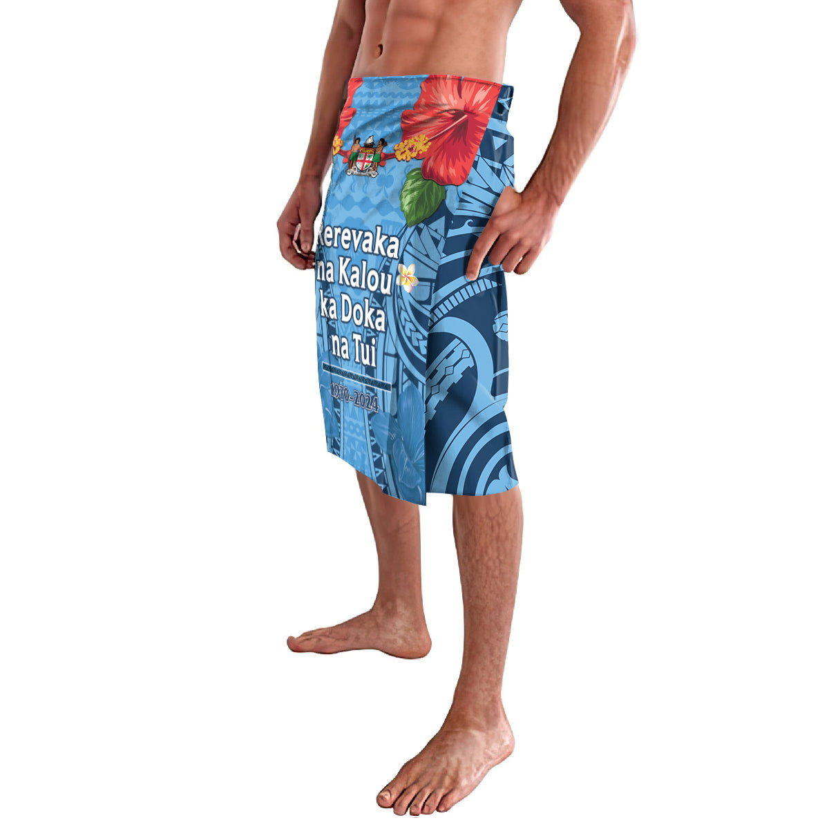 Fiji Day Lavalava Happy 54 Years Of Independence Tapa Pattern Blue