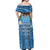 Fiji Day Off Shoulder Maxi Dress Happy 54 Years Of Independence Tapa Pattern Blue