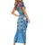 Fiji Day Short Sleeve Bodycon Dress Happy 54 Years Of Independence Tapa Pattern Blue