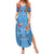 Fiji Day Summer Maxi Dress Happy 54 Years Of Independence Tapa Pattern Blue