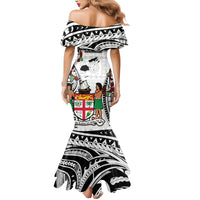 Fiji Day Family Matching Mermaid Dress and Hawaiian Shirt Happy 54 Years Of Independence Tapa Pattern White LT14 - Polynesian Pride