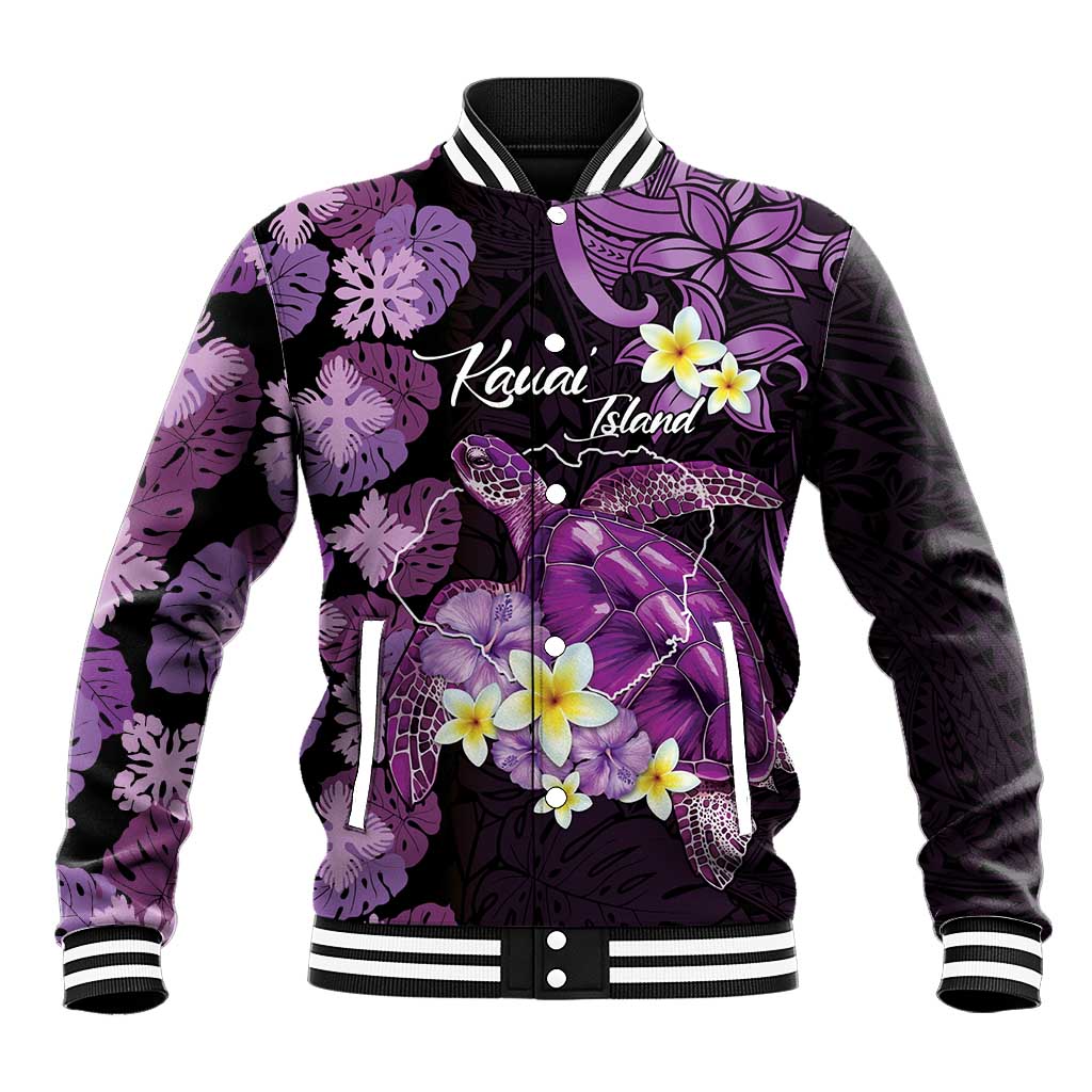 Personalised Aloha Hawaii Kauai Island Baseball Jacket Garden Isle Map Sea Turtle Plumeria